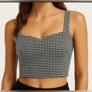 Abercrombie & Fitch Black and White Houndstooth Crop Top size M new with tag